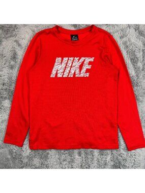 Nike Dri-FIT T-Shirt Boys L Red Polyester Performance Athletic Running Sports